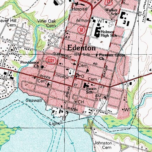 Topographic Map of Edenton Post Office, NC