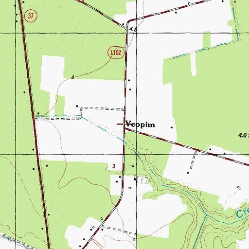 Topographic Map of Yeopim, NC