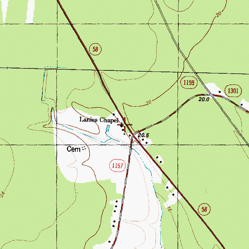 Topographic Map of Lanies Chapel, NC