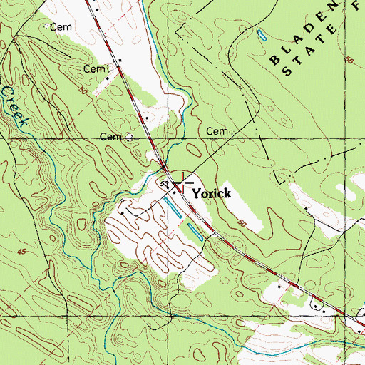 Topographic Map of Yorick, NC