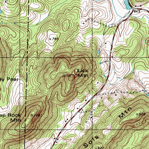 Topographic Map of Lick Mountain, NC