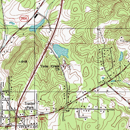 Topographic Map of Toms Creek Church, NC