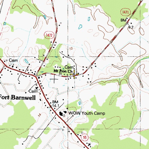 Topographic Map of Mount Zion Church, NC