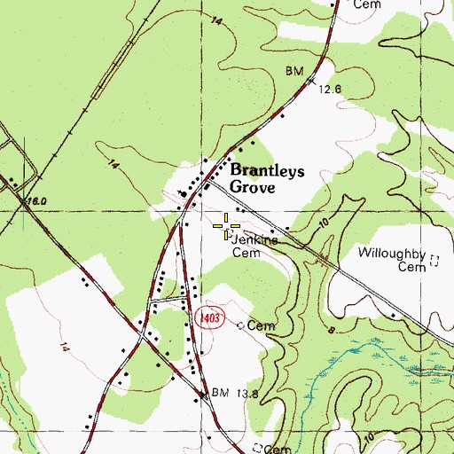 Topographic Map of Jenkins Cemetery, NC