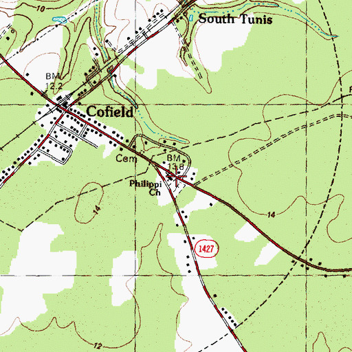 Topographic Map of Philippi Church, NC