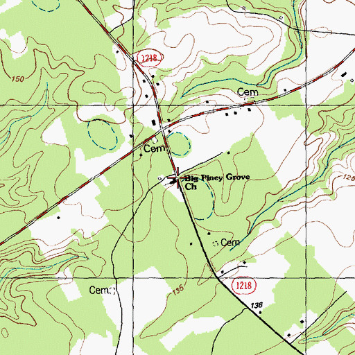 Topographic Map of Big Piney Grove Church, NC
