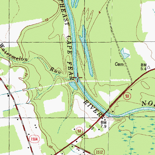 Topographic Map of Watermelon Run, NC