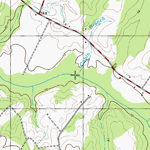 Topographic Map of Cabin Branch, NC