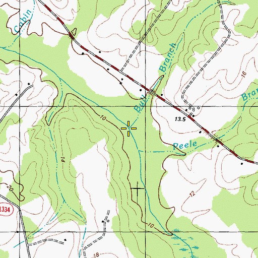 Topographic Map of Bull Branch, NC