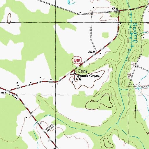 Topographic Map of Wynns Grove Church, NC