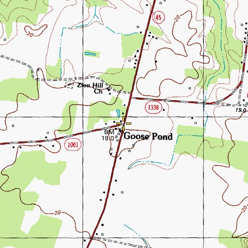 Topographic Map of Goose Pond, NC