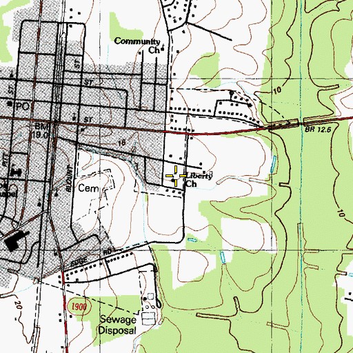 Topographic Map of Liberty Church, NC