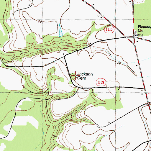 Topographic Map of Jackson Cemetery, NC