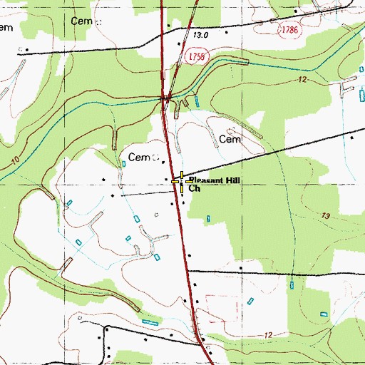 Topographic Map of Pleasant Hill Church, NC