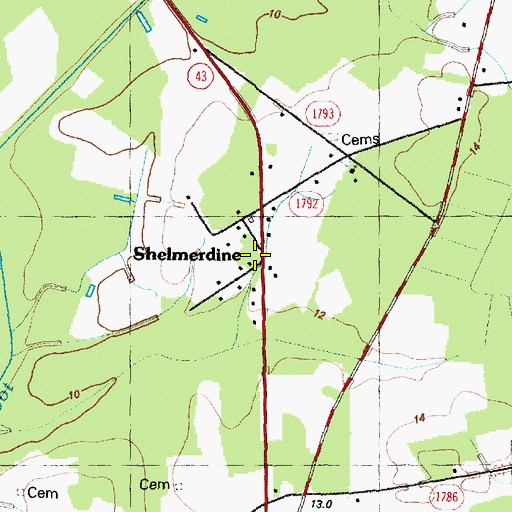 Topographic Map of Shelmerdine, NC