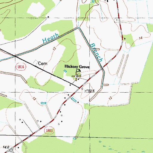 Topographic Map of Hickory Grove Church, NC