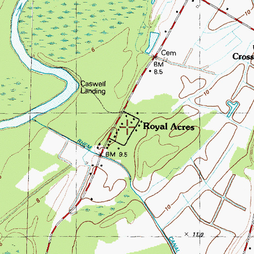 Topographic Map of Royal Acres, NC