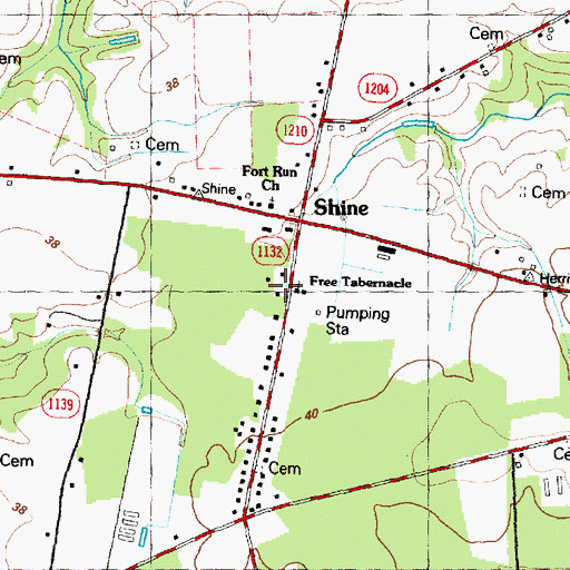 Topographic Map of Free Tabernacle, NC
