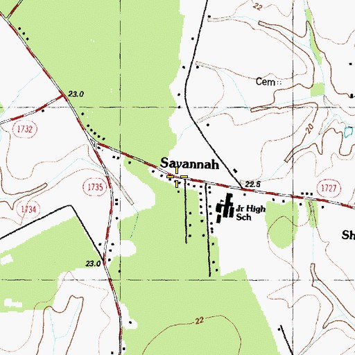 Topographic Map of Savannah, NC