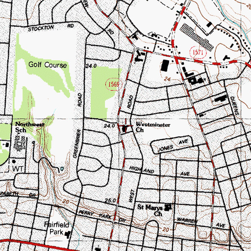 Topographic Map of Westminster Church, NC