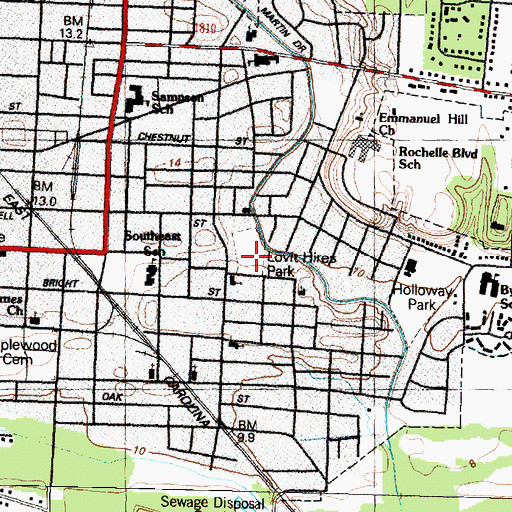 Topographic Map of Lovit Hires Park, NC