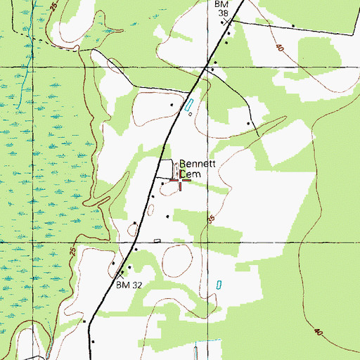 Topographic Map of Bennett Cemetery, NC