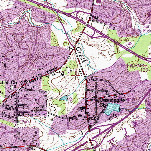 Topographic Map of Dellwood Park, NC