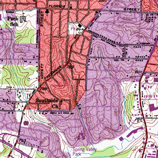 Topographic Map of Southmont, NC