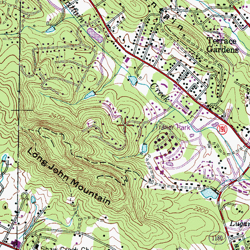 Topographic Map of Dellwood, NC