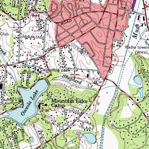 Topographic Map of Pebble Creek, NC