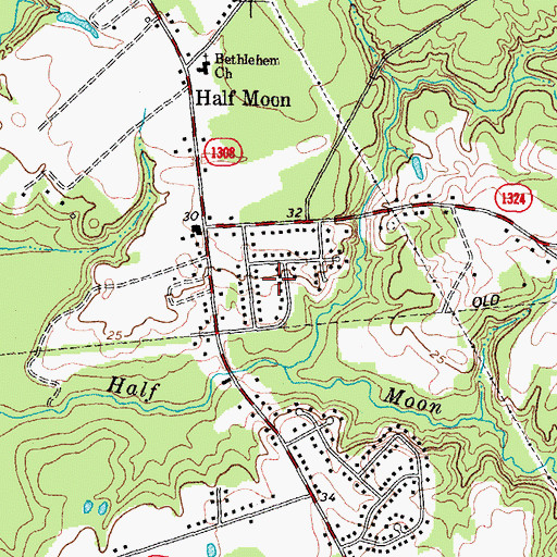 Topographic Map of Edgewood Park, NC