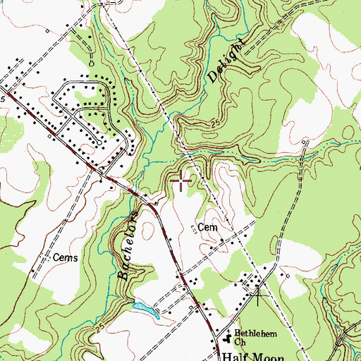 Topographic Map of Mill Pond Meadows, NC
