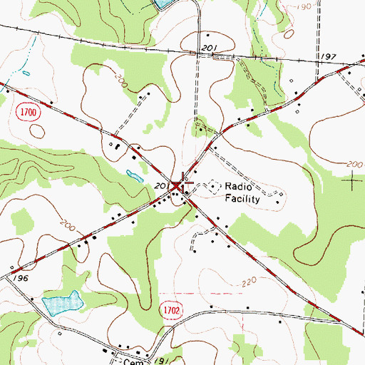 Topographic Map of Snells Crossroads, NC