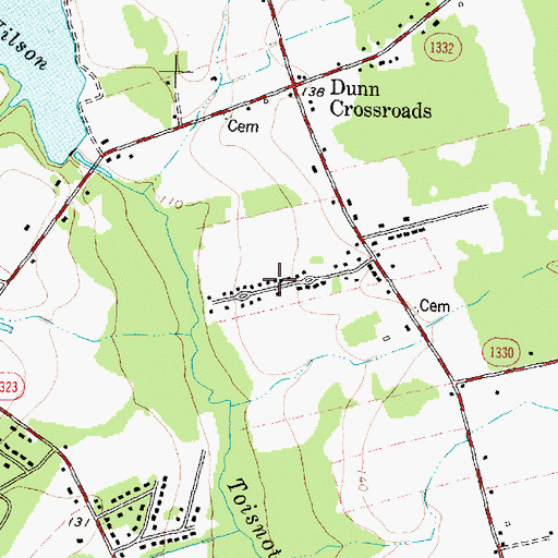 Topographic Map of Ponderosa, NC