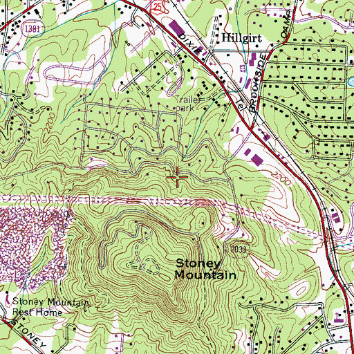 Topographic Map of Stoney Mountain Estate, NC