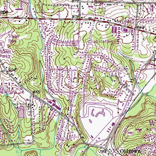 Topographic Map of Tower Gate, NC