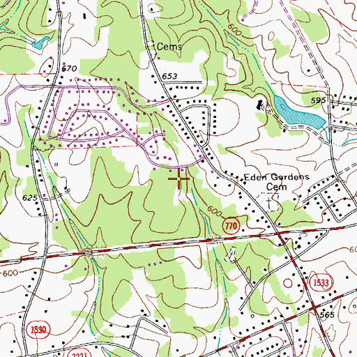 Topographic Map of West Holly Hills, NC