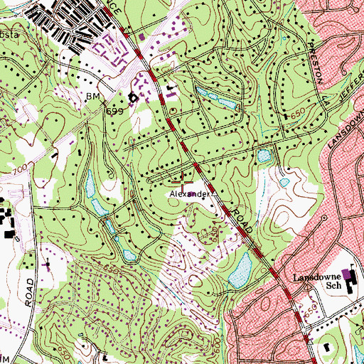 Topographic Map of Old Salem, NC