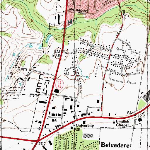 Topographic Map of Sedgefield, NC