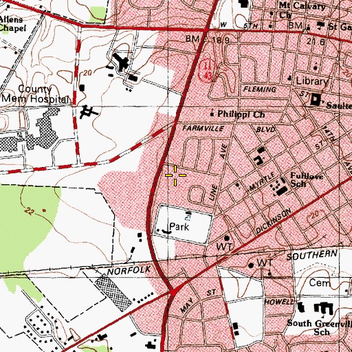 Topographic Map of Village Grove, NC