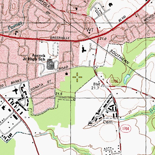Topographic Map of Baytree, NC