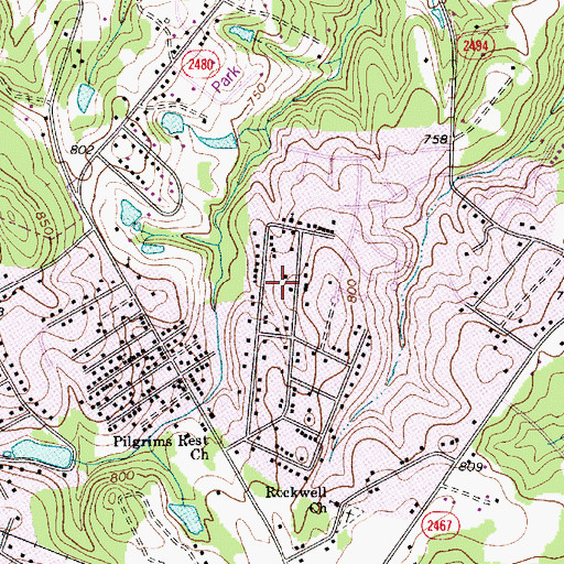 Topographic Map of Lynn Lee, NC