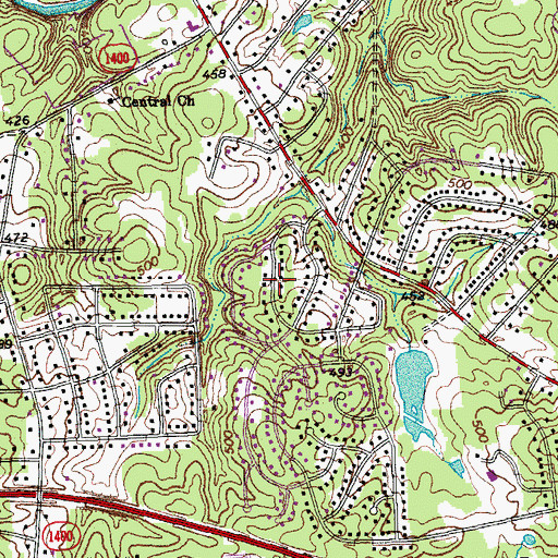 Topographic Map of Archer Woods, NC