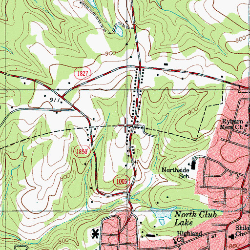Topographic Map of Crestmont Heights, NC