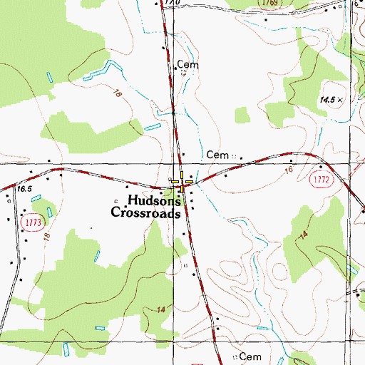 Topographic Map of Hudsons Crossroads, NC