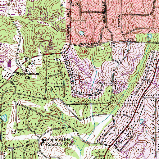 Topographic Map of Hope Valley North, NC