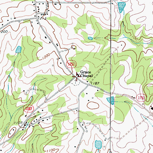 Topographic Map of Grace Chapel, NC