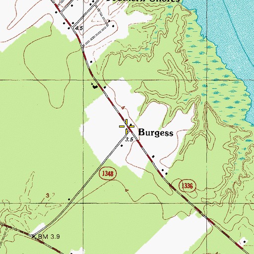 Topographic Map of Burgess, NC