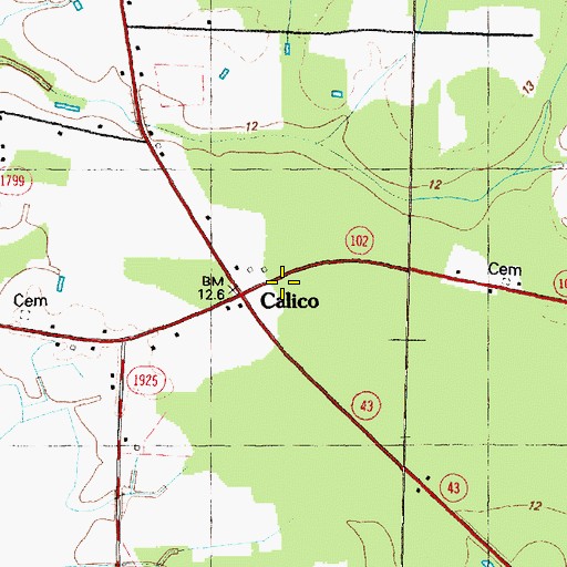 Topographic Map of Calico, NC