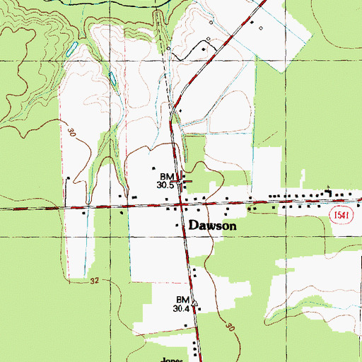 Topographic Map of Dawson, NC